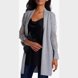 NWT H by Halson Lace Mix Sweater Cardigan in Gray - Medium